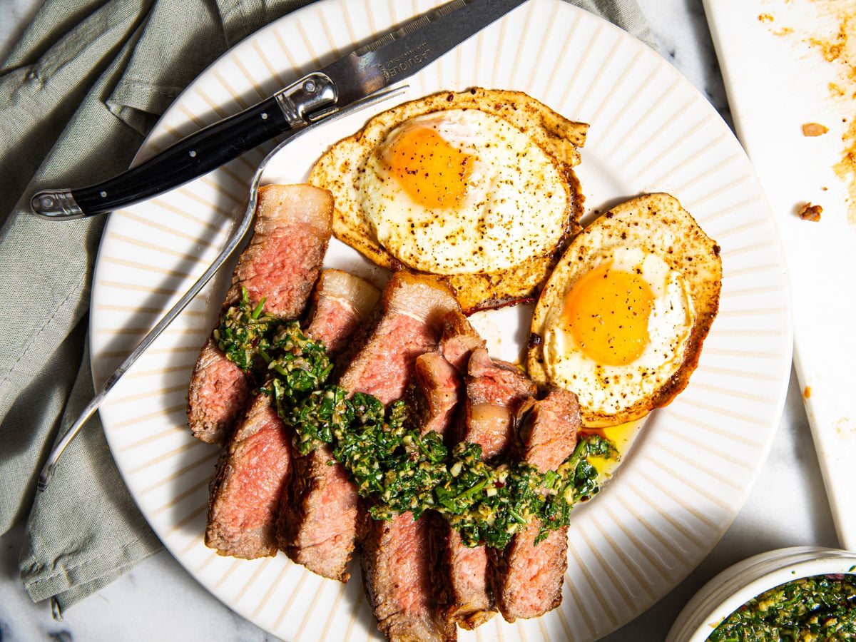Steak and Eggs With Chimichurri
