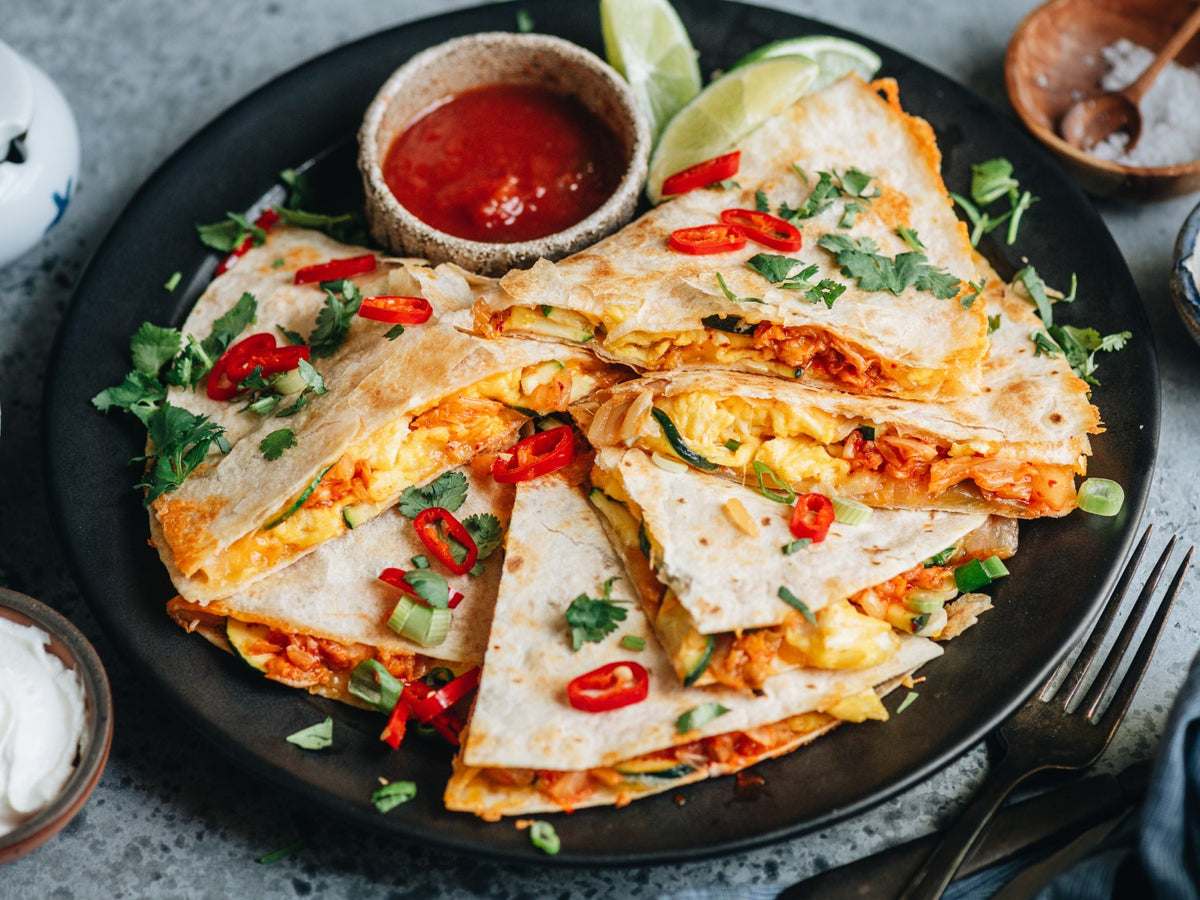 Egg and Kimchi Breakfast Quesadillas