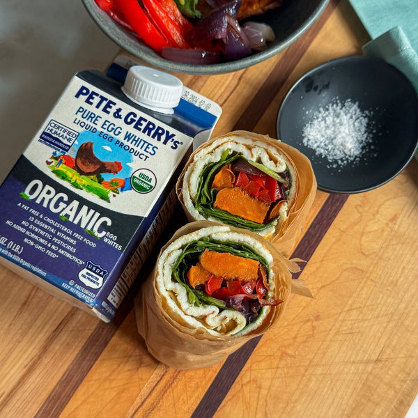 Egg White Wraps made with Pete & Gerry's Organic Liquid Egg Whites.