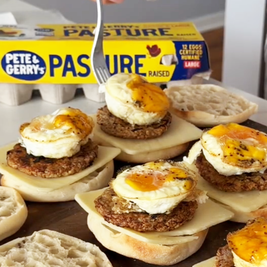 Meal-Prep Friendly Breakfast Sammies made with Pete & Gerry's Pasture Raised eggs.
