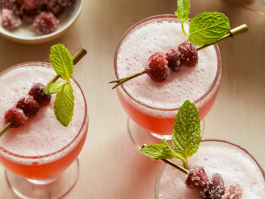 Fizzy Cranberry-Mint Punch Cocktail