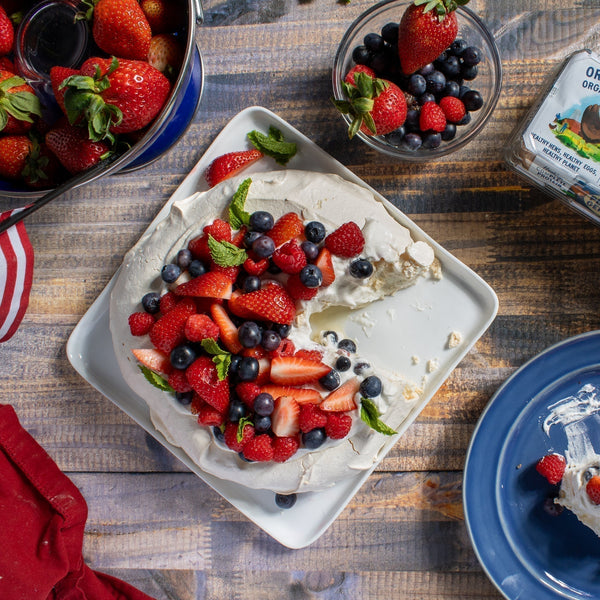 Pavlova with Summer Berries made with Pete & Gerry's eggs