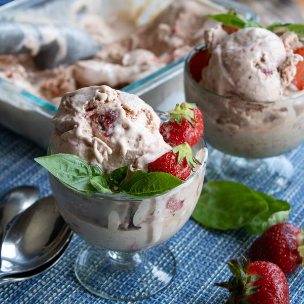 Homemade Strawberry Basil Ice Cream