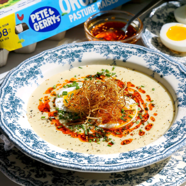 Warm Vichyssoise with Soft Boiled Egg