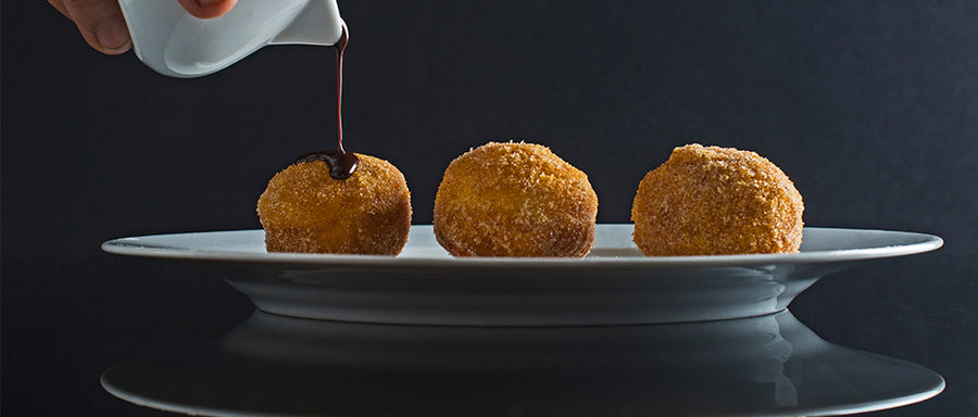 Baharat-Spiced Sufganiyot with Hot Fudge