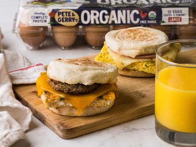 Freezer friendly batch made breakfast sandwiches using sheet pan eggs with mix and match filling | peteandgerrys.com