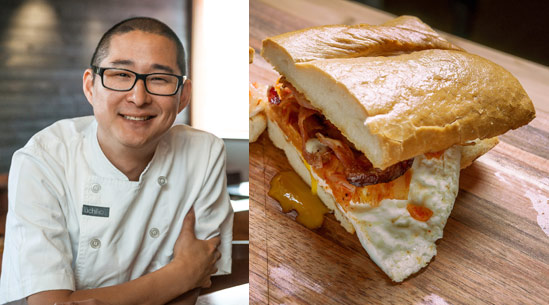 Fried Egg Sandwich with Kimchi and Bacon
