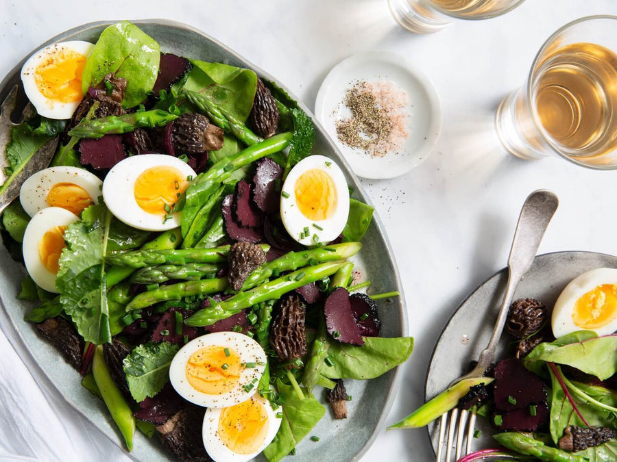 Asparagus and Morel Salad with Black Truffle Vinaigrette Recipe