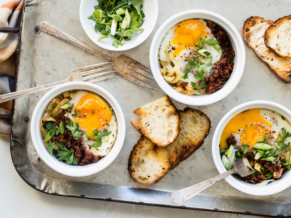 Baked Eggs with Chorizo and Hash Browns