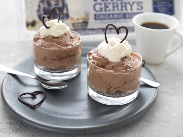 French Silk Pie Cups made with Pete & Gerry's Organic eggs. 