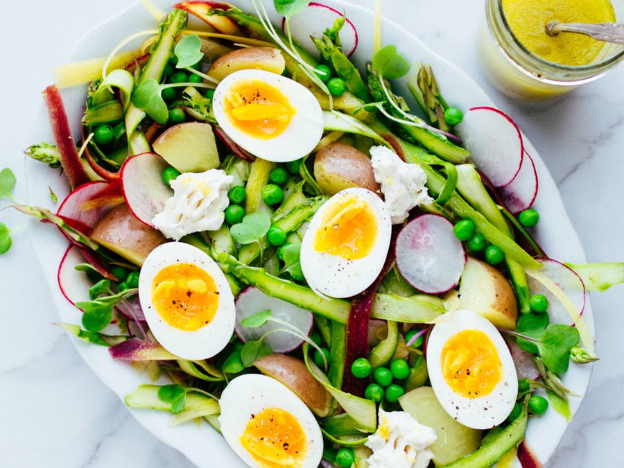 Shaved Asparagus Salad with Soft Boiled Eggs