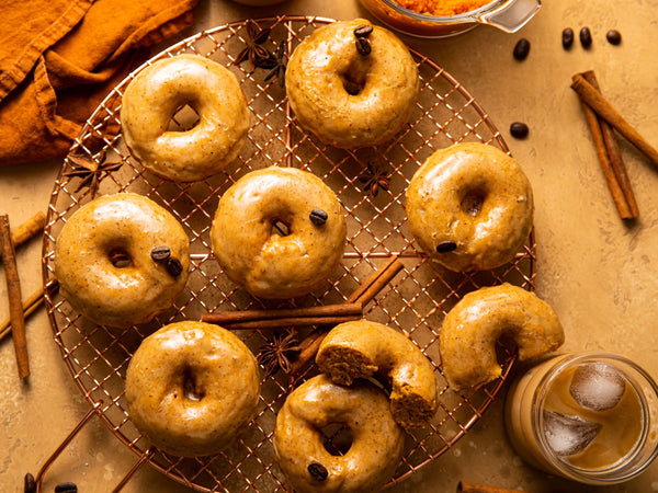 Pumpkin Spice Donuts With Coffee Glaze