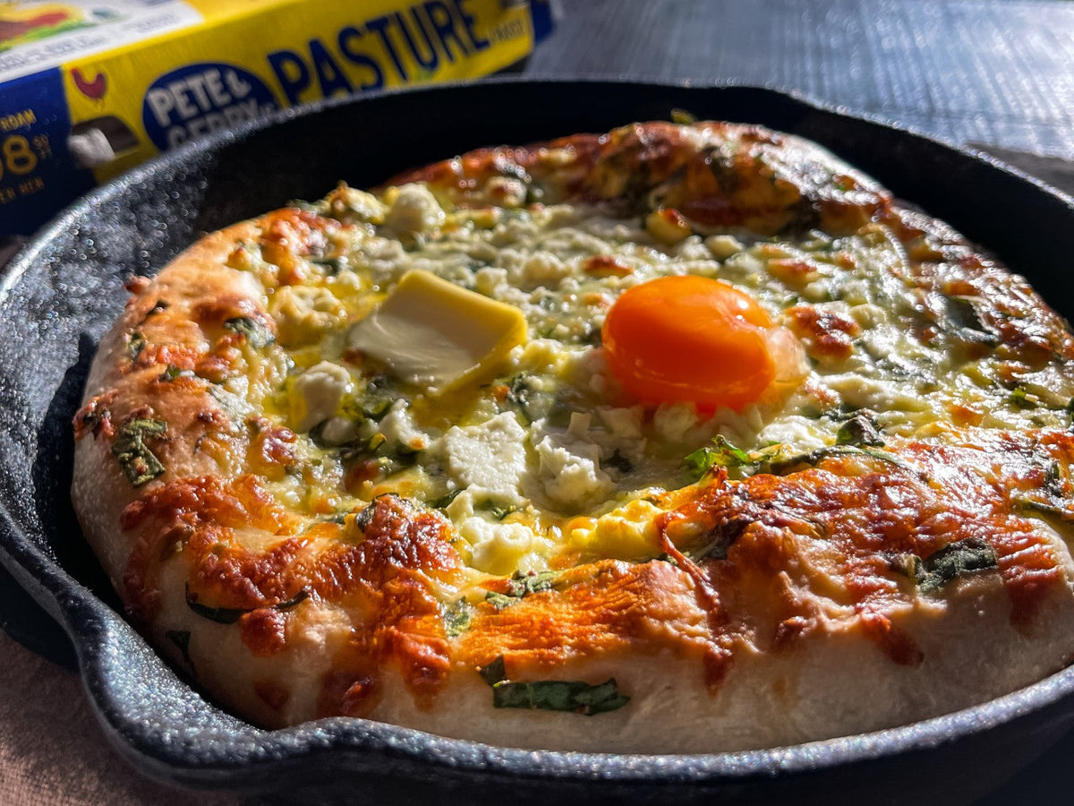 Spinach Khachapuri-Inspired Skillet Pizza