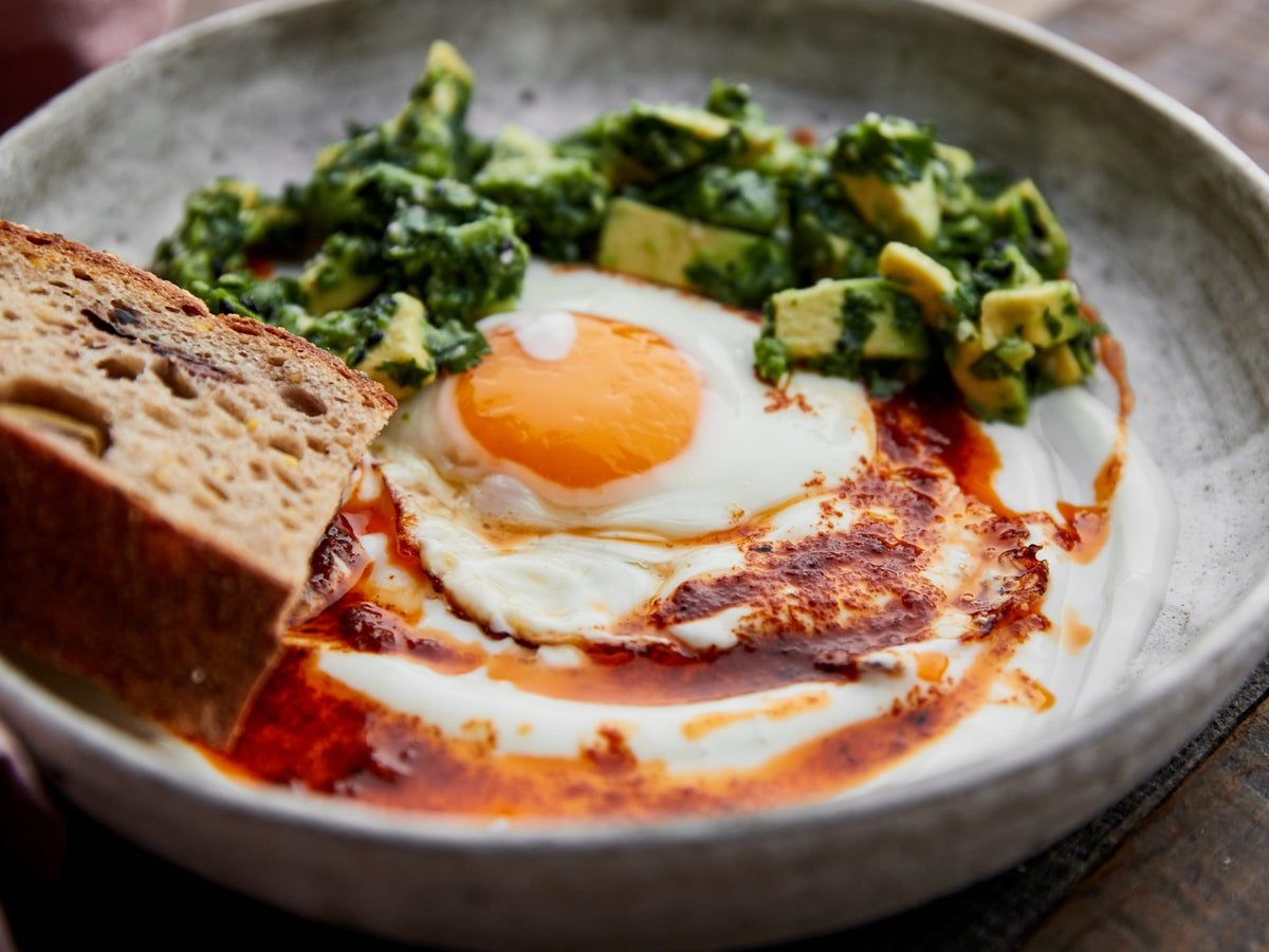 Cilbir | Turkish Eggs with Harissa Butter