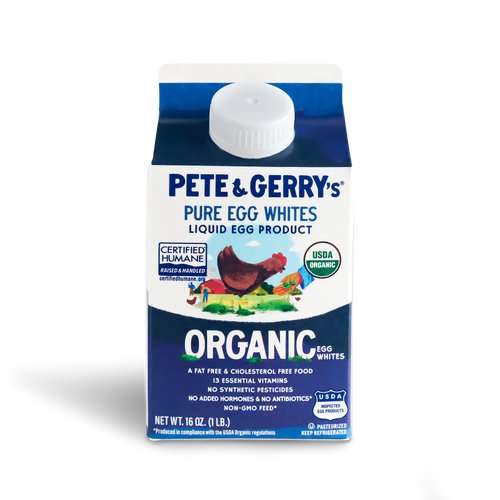 A carton of Pete & Gerry's egg whites organic 