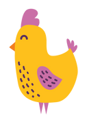 A roughly drawn cartoon chicken