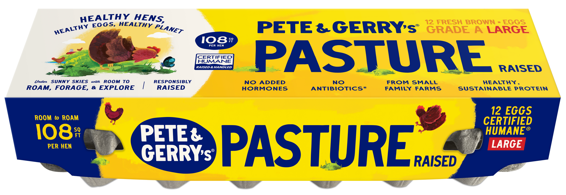 Pete & Gerry's Pasture Raised egg carton packaging.