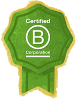 graphic of green ribbon award certified b corporation pete & gerry's organic eggs