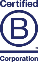 certified b corporation logo blue pete & gerry's organic eggs